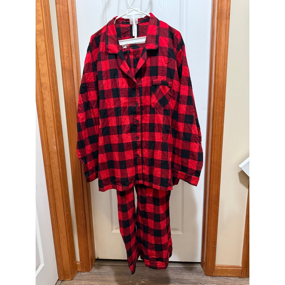 Wondershop Red Buffalo Check‎ Pajama Set Womens 3X Cotton Flannel Sleepwear New